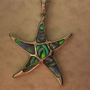 Silver and Abalone Star Fish Necklace